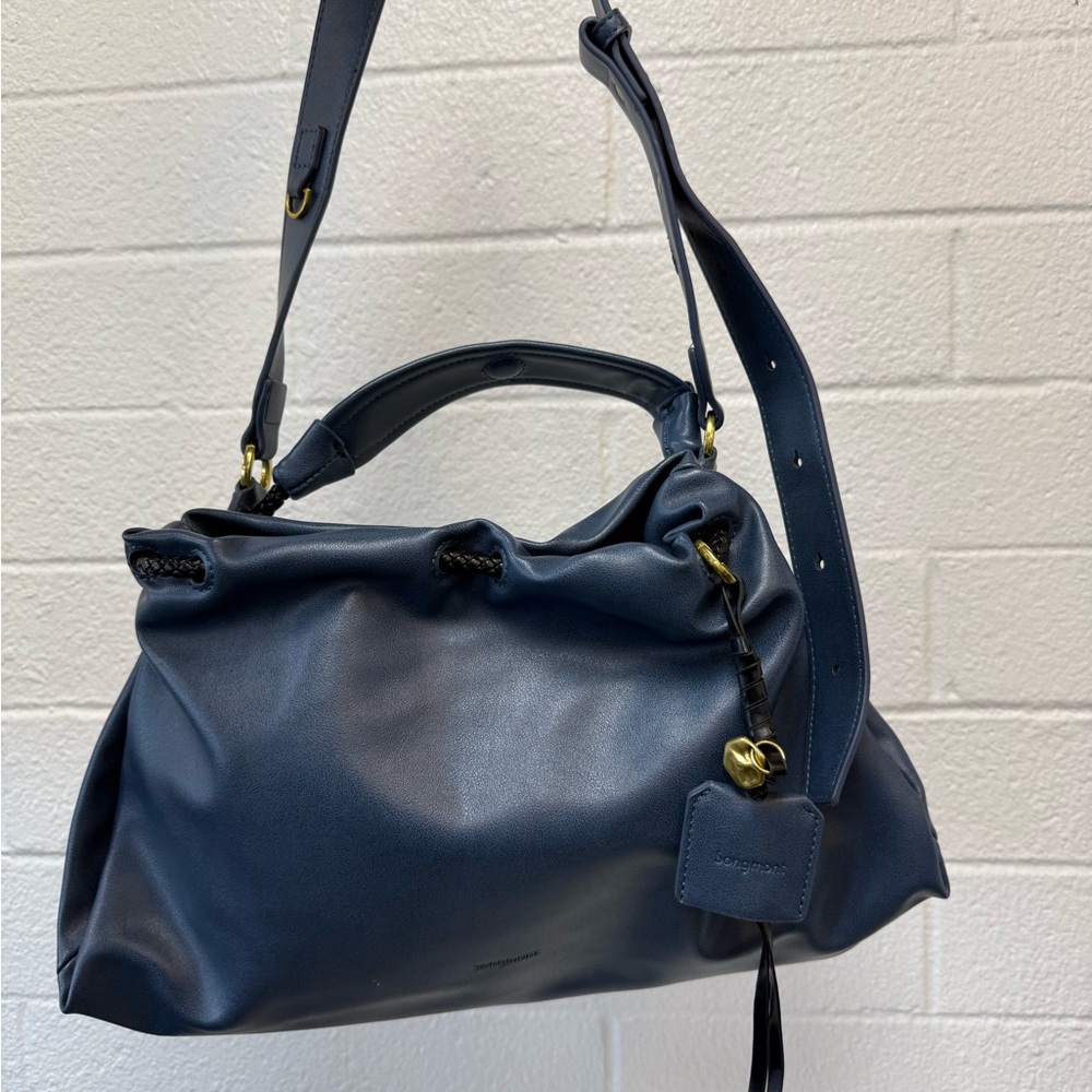 Songmont Navy Shoulder Bag with Gold Accents